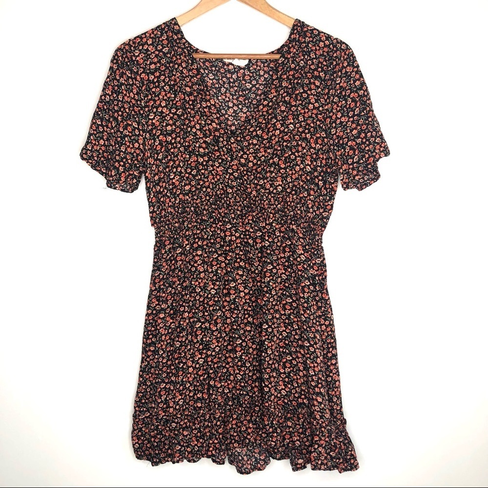 Easel Ditsy Floral Short Sleeve Mini Dress